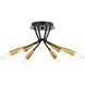 Ellis LED 16.25 inch Matte Black and Satin Brass Semi-Flush Mount Ceiling Light