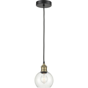Athens 1 Light 6 inch Black Antique Brass Mini Pendant Ceiling Light in Clear Glass