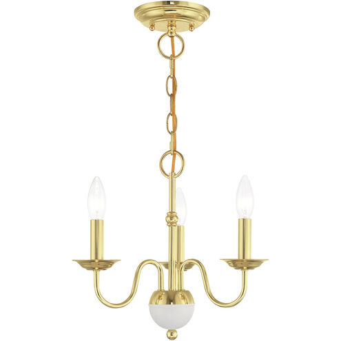 Windsor 3 Light 14 inch Polished Brass Mini Chandelier Ceiling Light