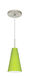 Cierro 1 Light Satin Nickel Pendant Ceiling Light in Incandescent, Chartreuse Glass