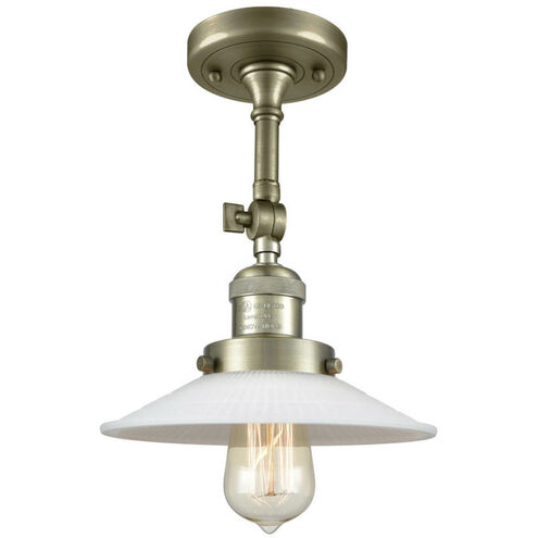 Franklin Restoration Halophane 1 Light 9 inch Antique Brass Sconce Wall Light in Incandescent, Matte White Halophane Glass, Franklin Restoration