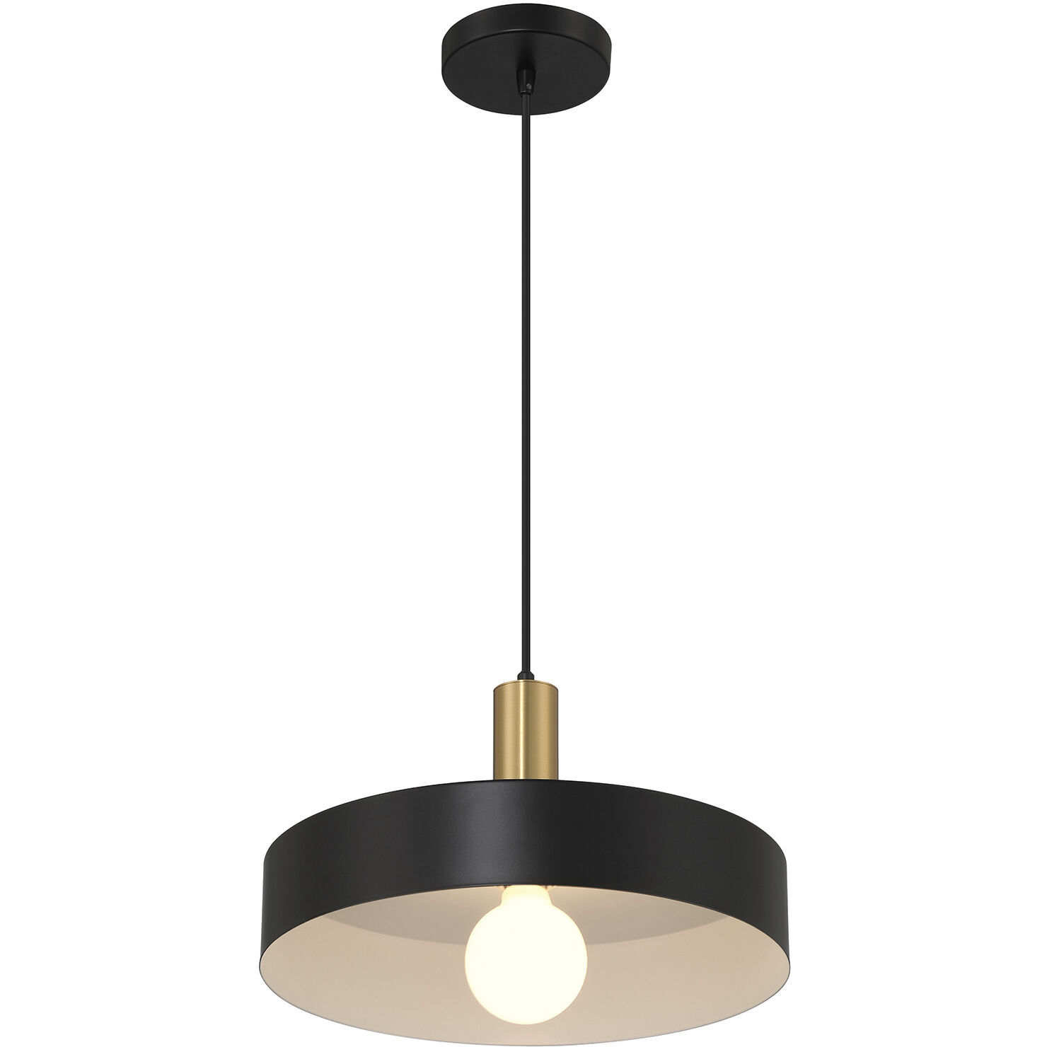 Slate LED 13.75 inch Black and Antique Brushed Brass Pendant Ceiling Light