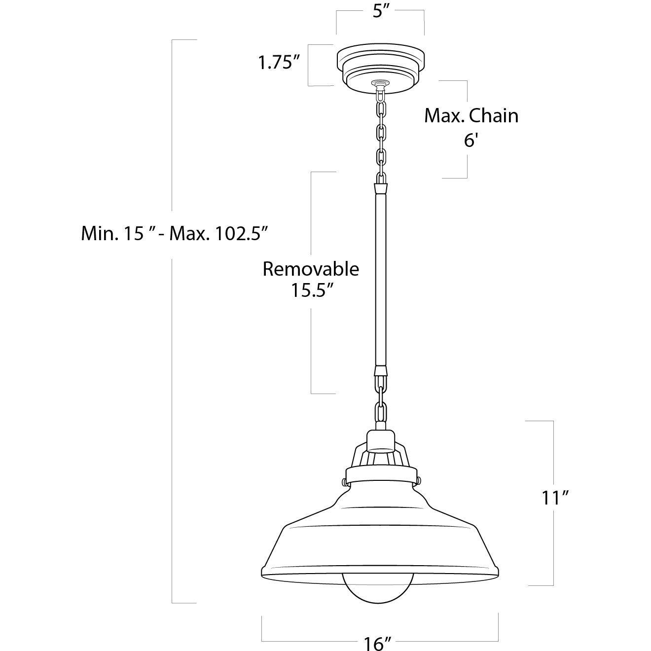 Maine 1 Light 16 inch White Pendant Ceiling Light, Large