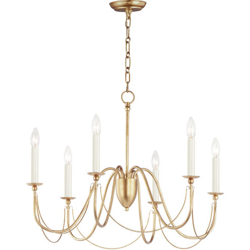 Plumette 6 Light 28 inch Gold Leaf Chandelier Ceiling Light