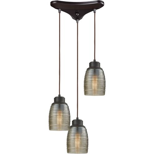 Muncie 3 Light 10 inch Oil Rubbed Bronze Mini Pendant Ceiling Light