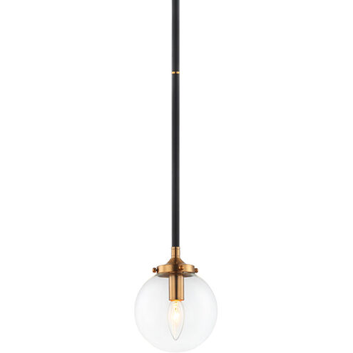 Particles 1 Light 6 inch Aged Gold Brass Pendant Ceiling Light in Aged Gold Brass and Clear