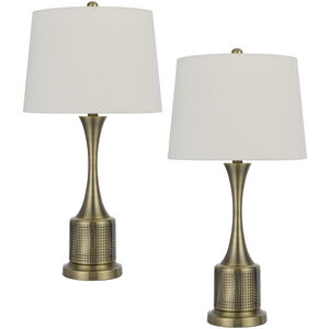 Toccoa 27.5 inch 100.00 watt Antique Brass Table Lamp Set Portable Light, Pair