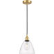 Edison Dome LED 7.5 inch Satin Gold Mini Pendant Ceiling Light in Clear Glass