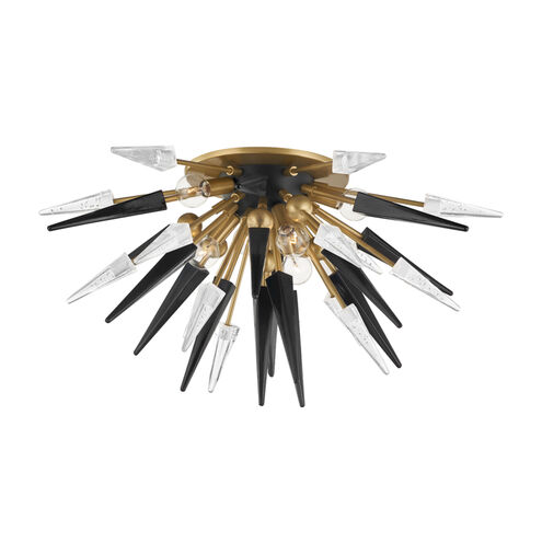 Sparta 6 Light 28 inch Aged Brass Semi Flush Ceiling Light