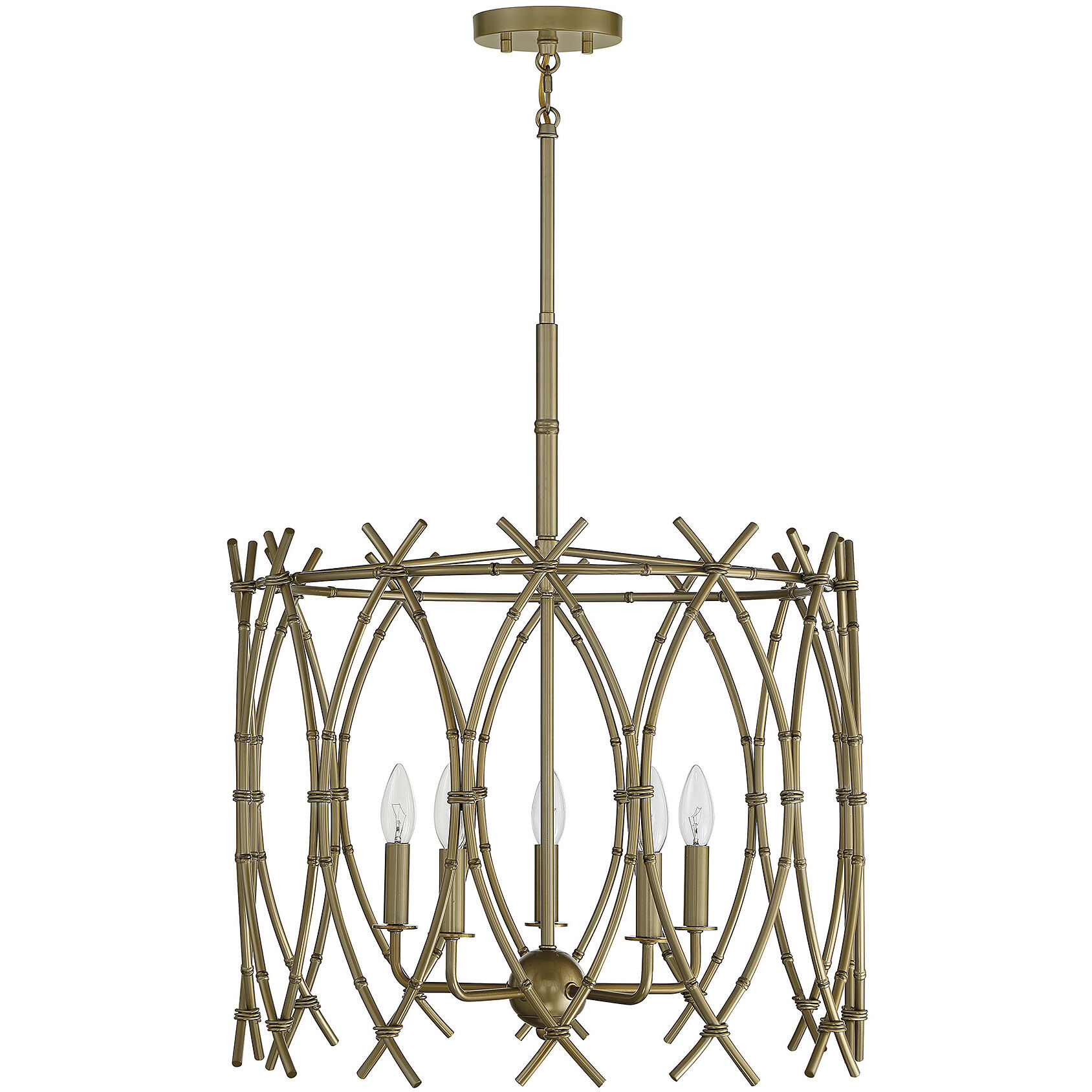 Cornwall 5 Light 22 inch New Burnished Brass Pendant Ceiling Light