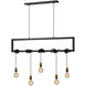 Madeira 5 Light 50 inch Matte Black and Antique Brass Linear Pendant Ceiling Light