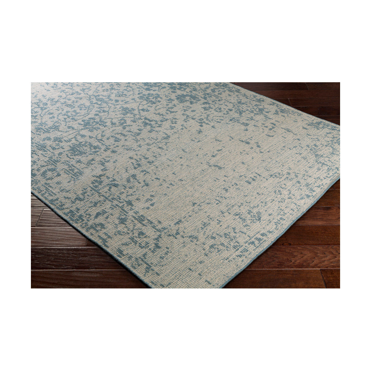 Hoboken 108 X 72 inch Blue and Neutral Area Rug, Wool