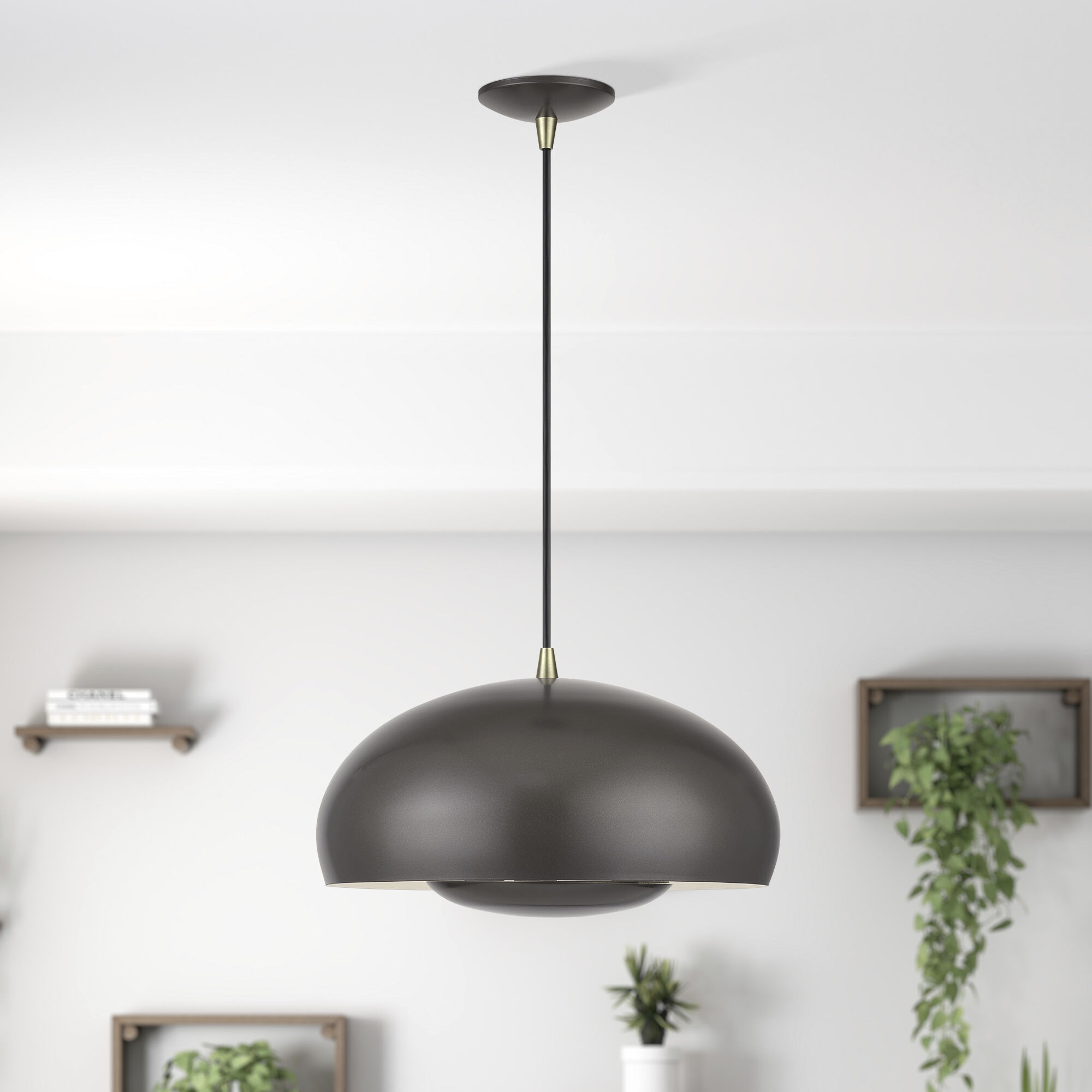 Domma 3 Light 17 inch English Bronze with Antique Brass Accents Pendant Ceiling Light