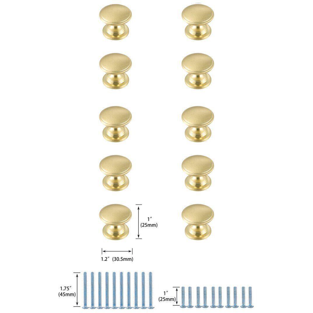 Kaid Brushed Gold Hardware Cabinet Knob, Set of 10