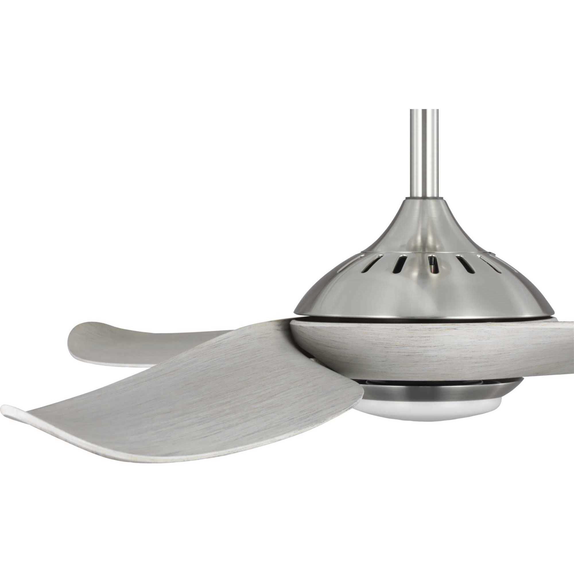 Conte 52 inch Brushed Nickel with Grey Weathered Wood Blades Outdoor Ceiling Fan
