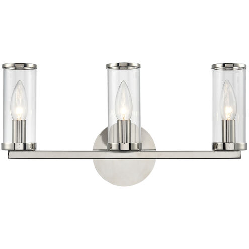 Revolve 3 Light 20.07 inch Clear Glass and Polished Nickel Bath Vanity Wall Light