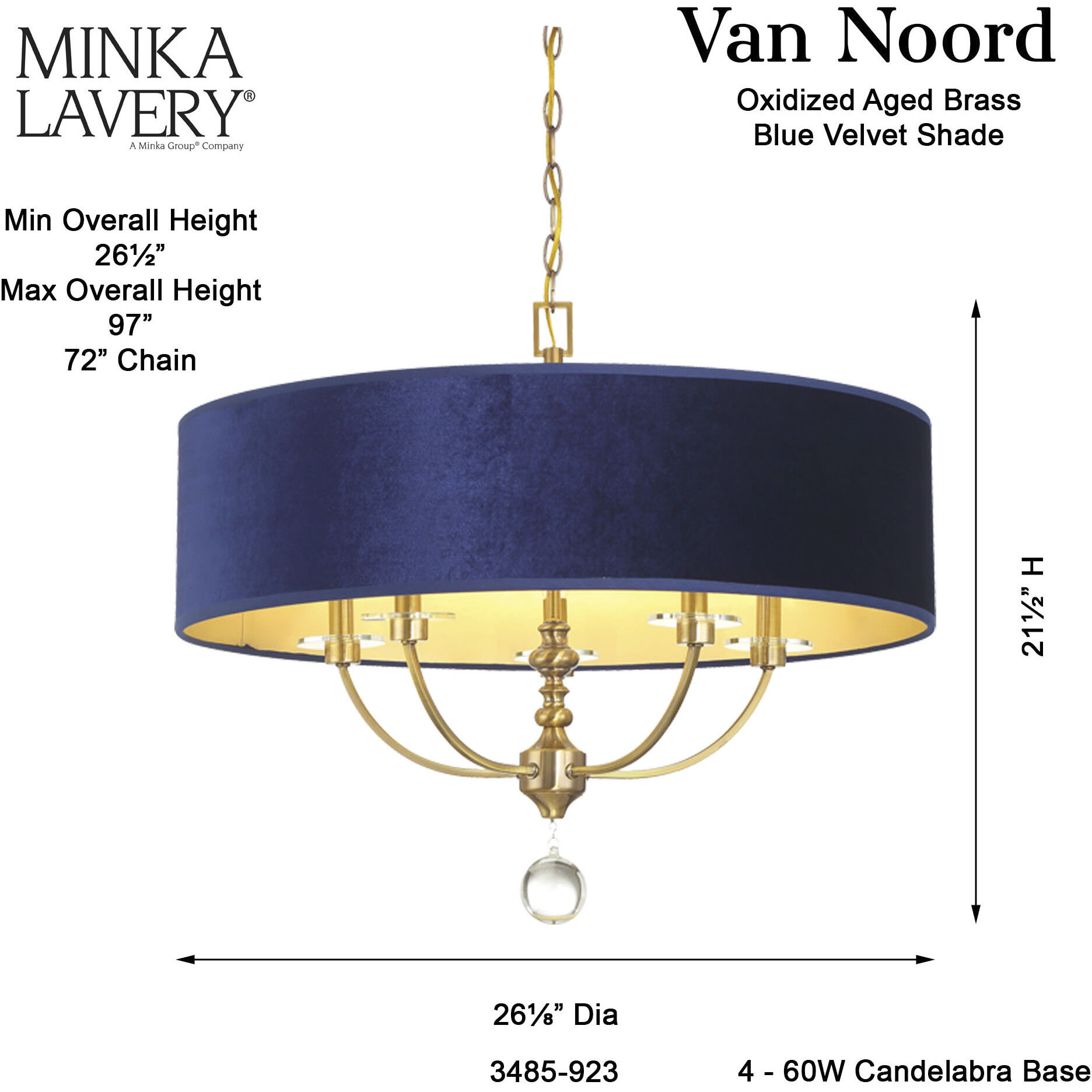 Van Noord 5 Light 26.13 inch Oxidized Aged Brass Pendant Ceiling Light