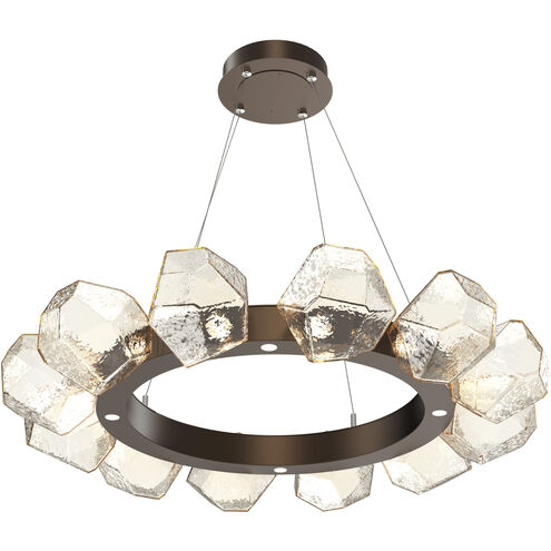 Gem LED 36 inch Flat Bronze Chandelier Ceiling Light in Amber, 2700K LED, Radial Ring