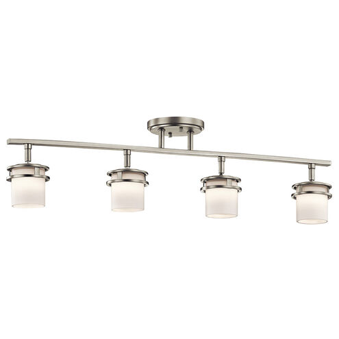 Hendrik 4 Light 120 Brushed Nickel Rail Light Ceiling Light in Satin Etched Cased Opal