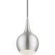 Andes 1 Light 8 inch Brushed Nickel with Polished Chrome Accents Mini Pendant Ceiling Light