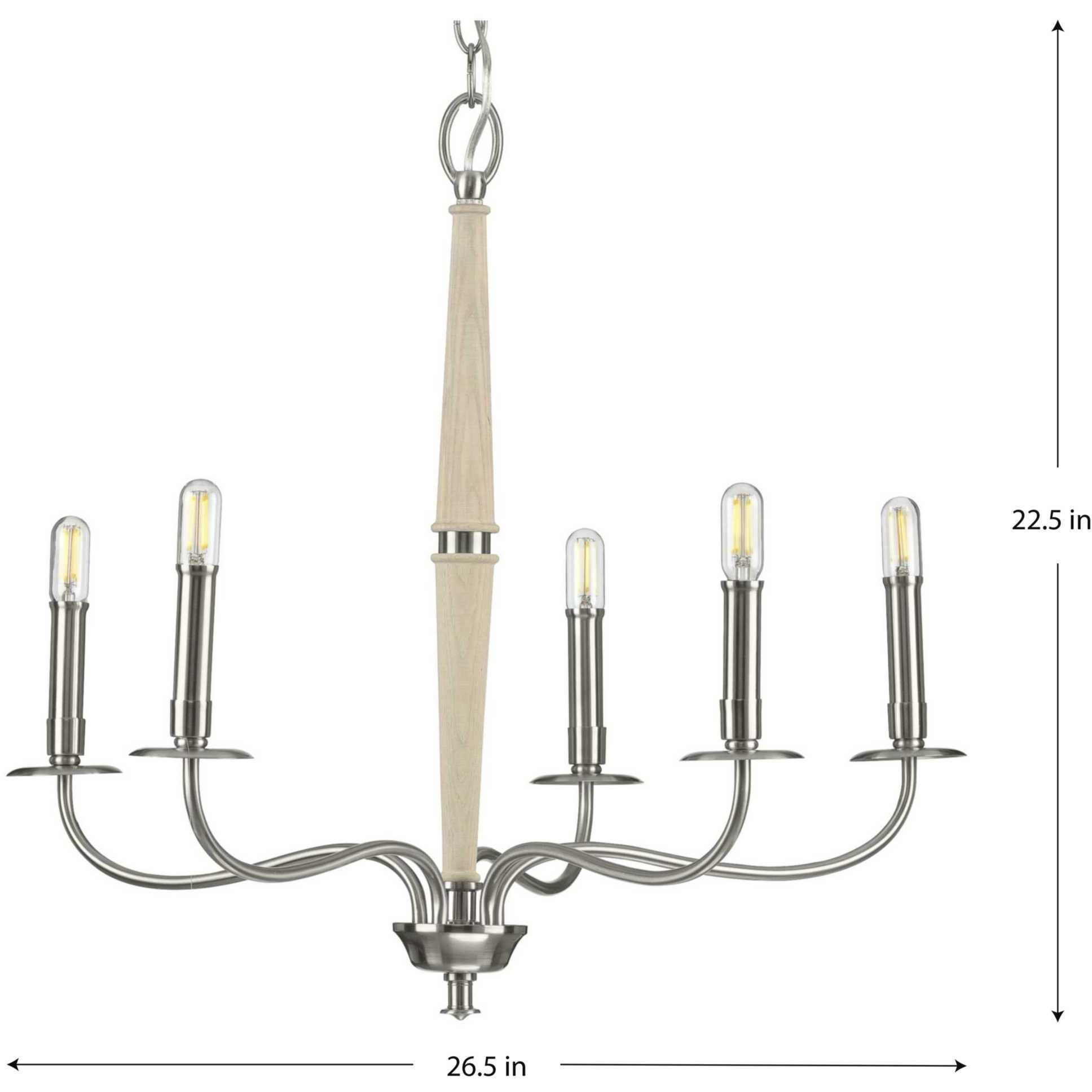 Durrell 5 Light 27 inch Brushed Nickel Chandelier Ceiling Light