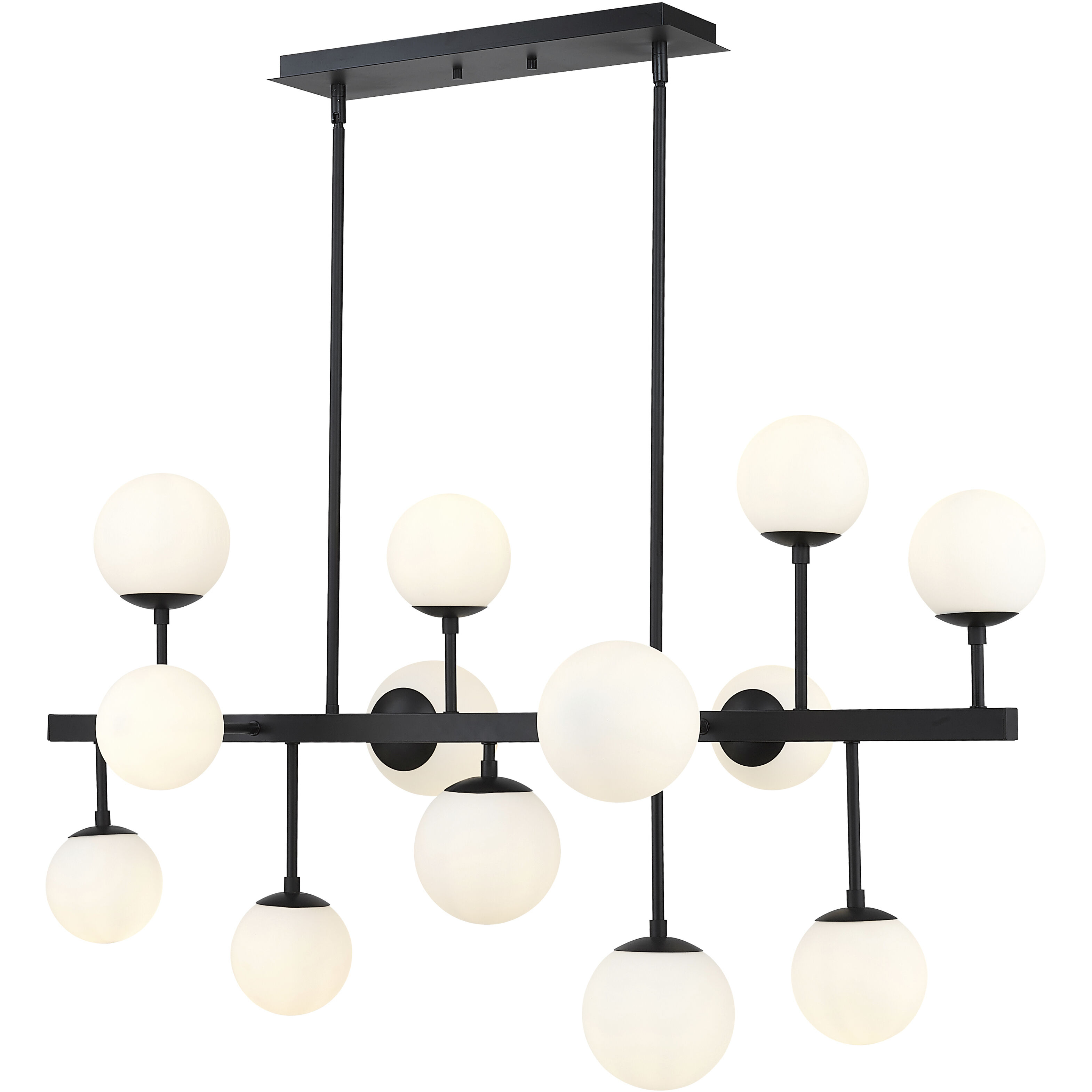 Midnetic 13 Light 45.5 inch Matte Black Linear Chandelier Ceiling Light
