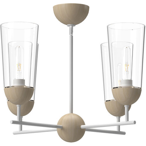 Alora Mood Emil 4 Light 25 inch White and White Oak Chandelier Ceiling Light