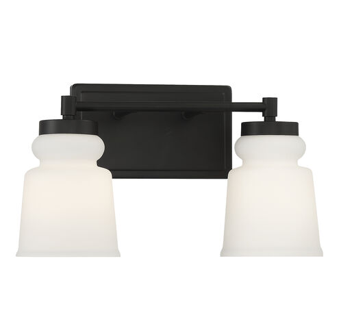 Contemporary 2 Light 14.5 inch Matte Black Bathroom Vanity Light Wall Light