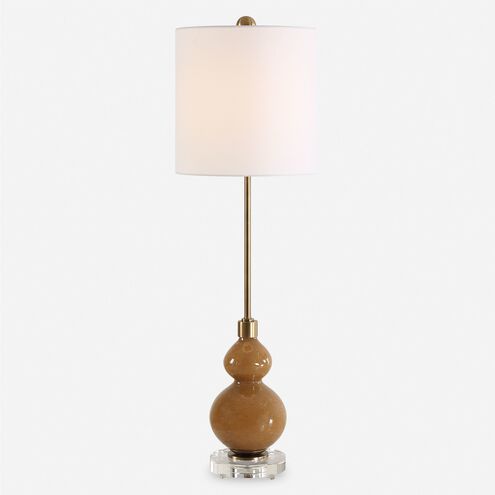 Sienna 36 inch 150.00 watt Caramel Brown Seeded Glass with Crystal and Brushed Antique Brass Buffet Lamp Portable Light