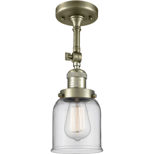 Franklin Restoration Small Bell 1 Light 5 inch Antique Brass Semi-Flush Mount Ceiling Light in Incandescent, Clear Glass, Franklin Restoration