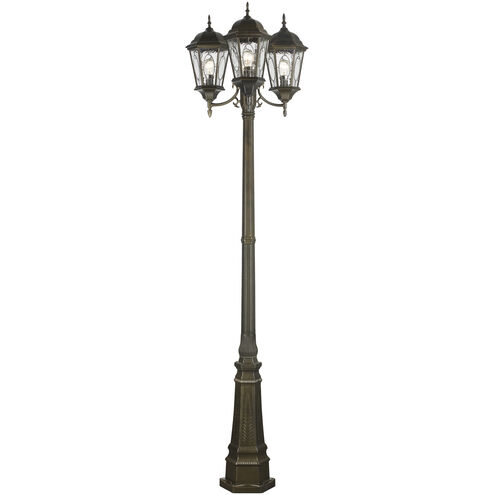 Villa Nueva 3 Light 96 inch Black Bronze Outdoor Pole Light in Brown