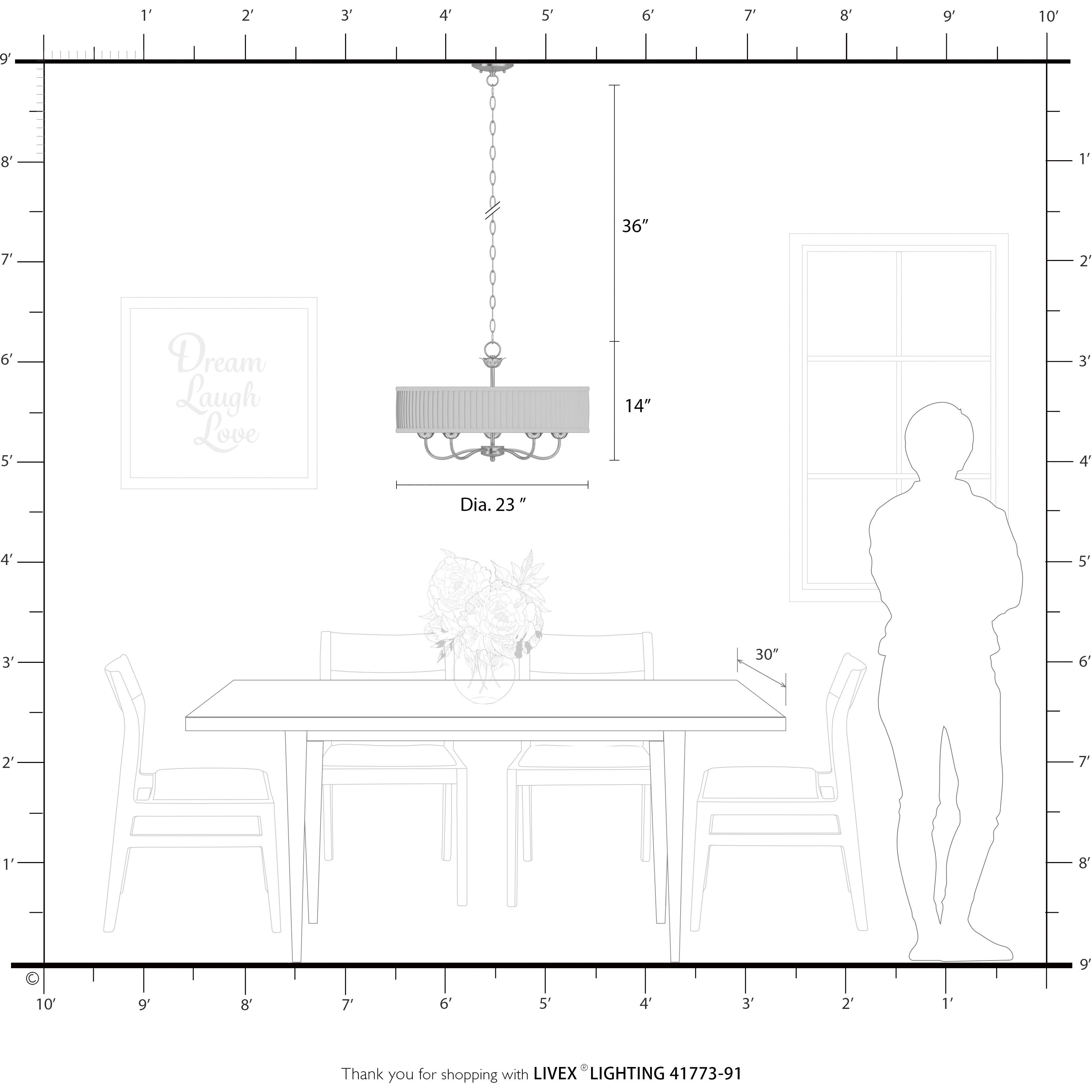 Edinburgh 5 Light 23 inch Brushed Nickel Pendant Chandelier Ceiling Light