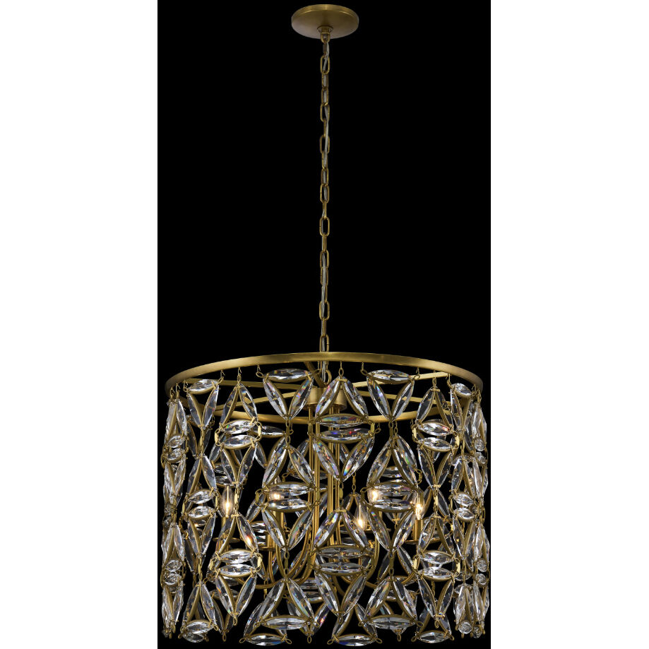 Triangulo 6 Light 28 inch True Brass Pendant Ceiling Light