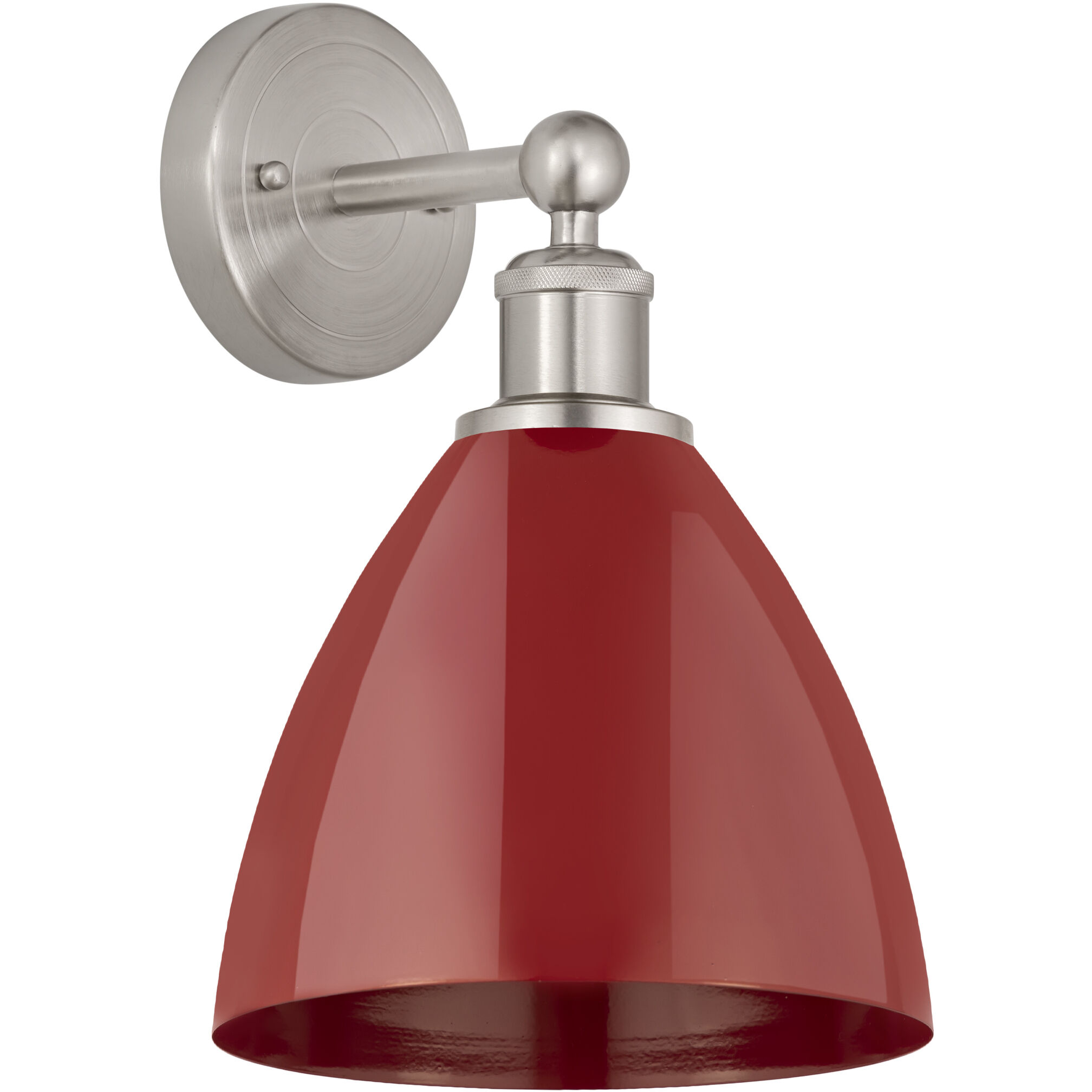 Edison Plymouth Dome 1 Light 7.5 inch Brushed Satin Nickel Sconce Wall Light in Red