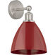 Edison Plymouth Dome 1 Light 7.5 inch Brushed Satin Nickel Sconce Wall Light in Red