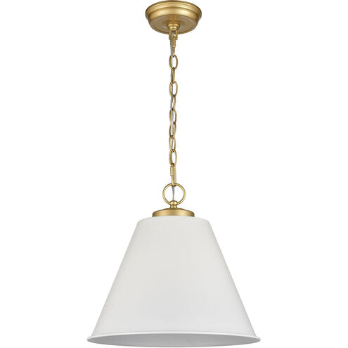 Vellus 1 Light 14 inch Matte White with Natural Antique Brass Pendant Ceiling Light in Matte White/Natural Antique Brass