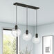 Downtown 3 Light 30 inch Black with Brushed Nickel Accents Linear Chandelier Ceiling Light, Sphere