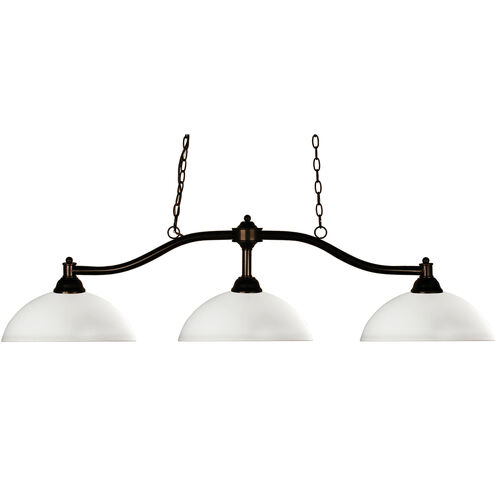 Chance 3 Light 50 inch Bronze Billiard Ceiling Light in Matte Opal Glass