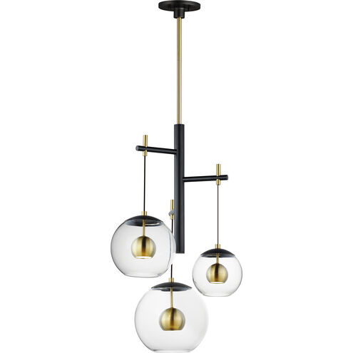 Nucleus LED 26 inch Black and Natural Aged Brass Multi-Light Pendant Ceiling Light