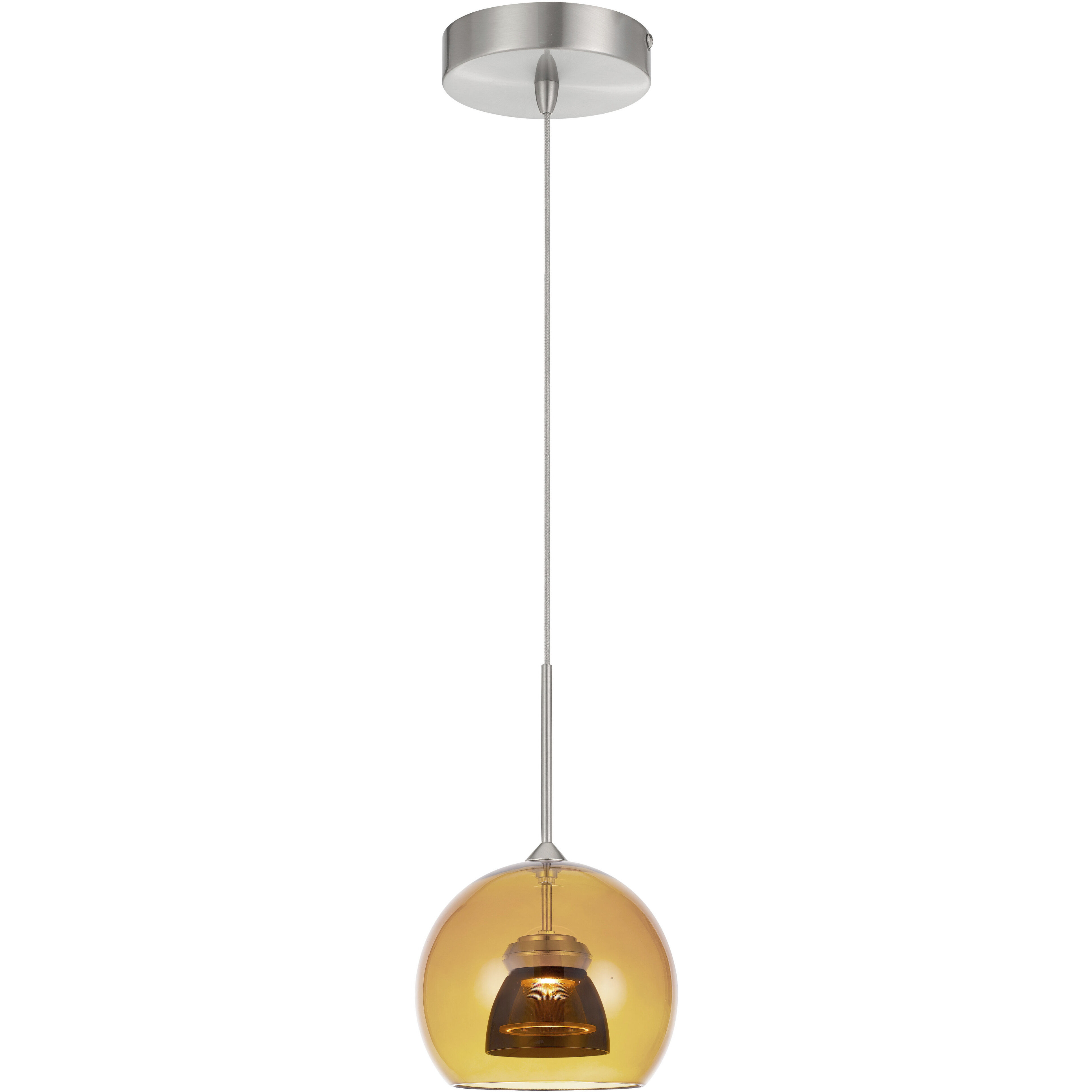 Double Glass LED 6 inch Amber/Smoke Mini Pendant Ceiling Light