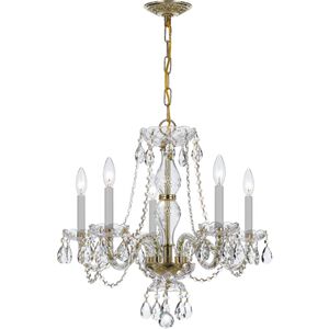 Traditional Crystal 5 Light 21 inch Polished Brass Chandelier Ceiling Light in Clear Hand Cut