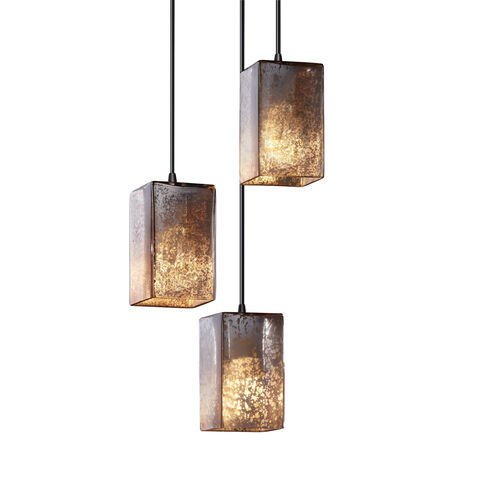 Fusion 3 Light 5 inch Dark Bronze Pendant Ceiling Light in Black Cord, Droplet, Tall Tapered Square, Incandescent