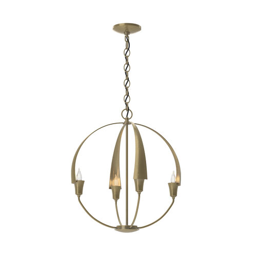 Cirque 4 Light 19 inch Modern Brass Chandelier Ceiling Light, Small