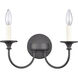Cecil 2 Light 14 inch Matte Black with Off White Vanity Light Wall Light