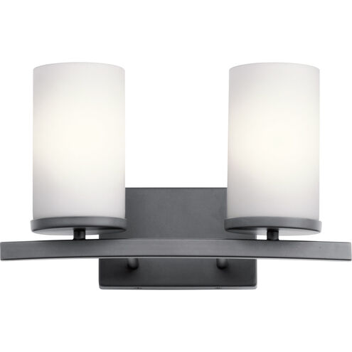 Crosby 2 Light 15 inch Black Wall Mt Bath 2 Arm Wall Light