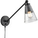 Albany 17.5 inch 60 watt Matte Black Swingarm Sconce Wall Light