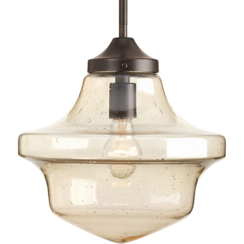 Academy 1 Light 12 inch Antique Bronze Pendant Ceiling Light in Clear Seeded Light Umber Seeded Glass