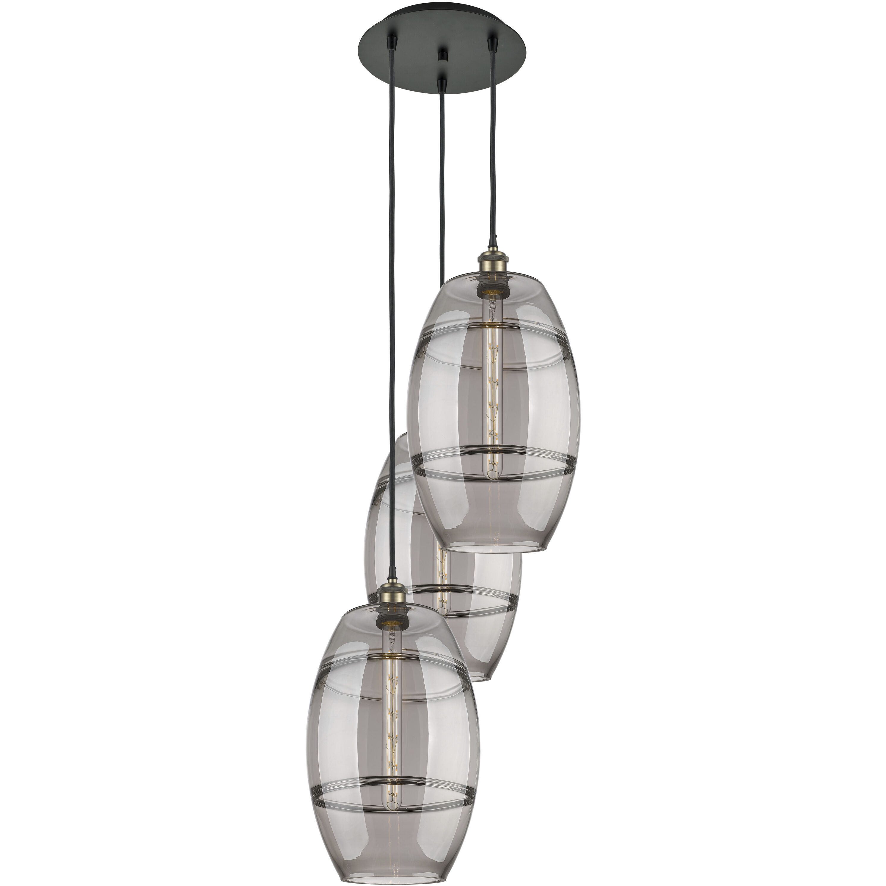 Ballston Vaz 3 Light 16.5 inch Black Antique Brass Cord Hung Multi Pendant Ceiling Light