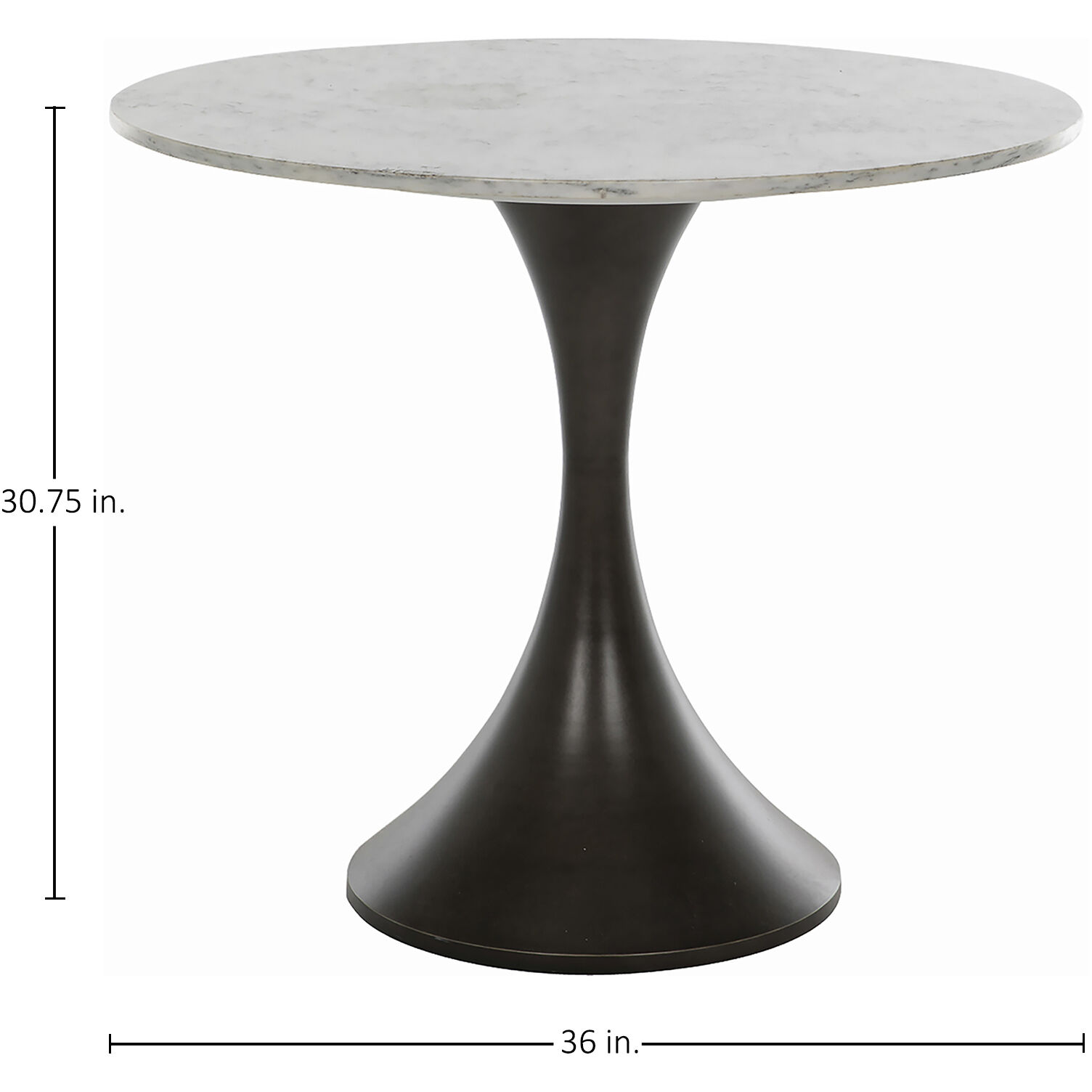 Cortez White & Gold Flecked Marble and Burnished Bronze Bistro Table