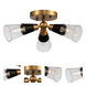 Ponti 3 Light 15 inch Matte Black with New Brass Semi Flush Mount Ceiling Light